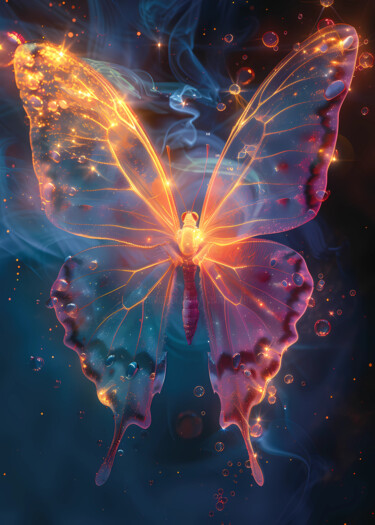 数字艺术 标题为“Glowing butterfly” 由Lu Sho, 原创艺术品, AI生成的图像