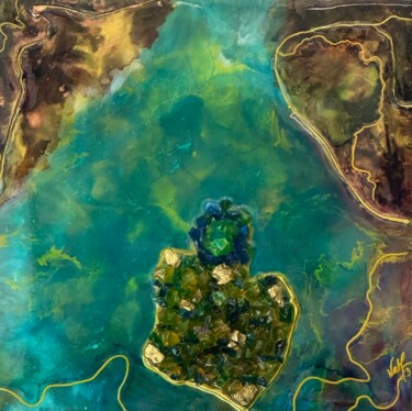 Collages intitulée "Yellowstone" par Nath D’Oyo Art,, Œuvre d'art originale, Résine