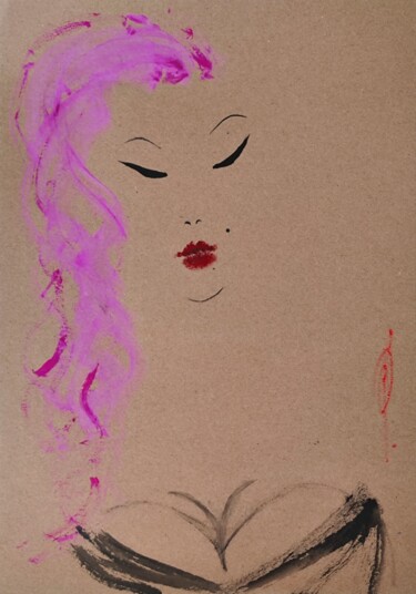 图画 标题为“Charm of pink” 由Olesya Nikolaeva, 原创艺术品, 墨