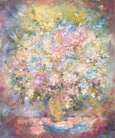 Peinture intitulée "Праздничный букет" par Ecaterina Cazac, Œuvre d'art originale, Huile Monté sur Panneau de bois