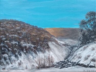 Schilderij getiteld "Les montagnes du Qu…" door Margarita Berard, Origineel Kunstwerk, Olie