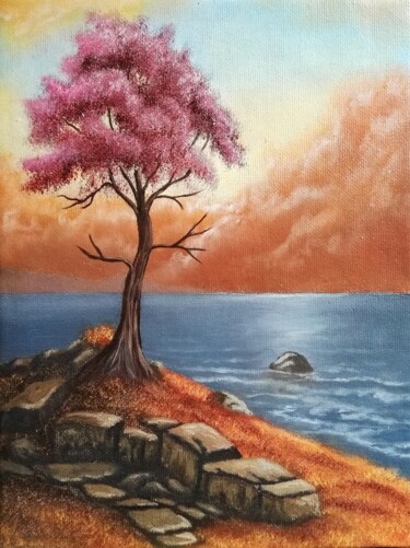 Painting titled "Petit tableau, pein…" by Steivan Loundou, Original Artwork, Oil Mounted on Cardboard