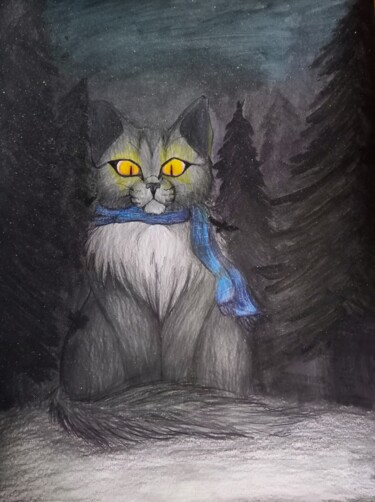 Jólakötturinn Disegno intitolato "Jólakötturinn" da Emilly Betânia Sloczynski Jerke, Opera d'arte originale, Matita