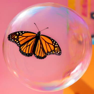 Digital Arts titled "Papillon bulles, co…" by Caprice, Original Artwork, AI generated image