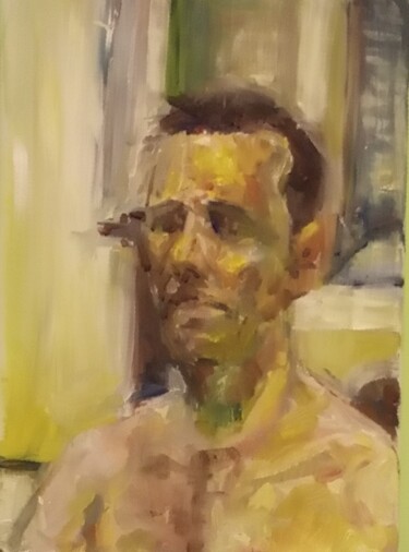 绘画 标题为“Self portrait 18” 由Αθανασιος Ξαγαρας, 原创艺术品, 油 安装在木质担架架上