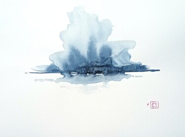 Peinture intitulée "le matin sur le lac" par Pascal Douffet, Œuvre d'art originale, Aquarelle