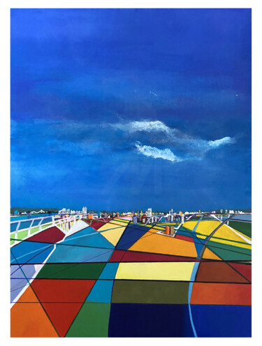 Peinture intitulée "EXTRACITY 1" par Edcha, Œuvre d'art originale, Acrylique Monté sur Panneau de bois