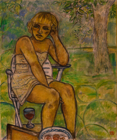Julie - Huile sur toile Peinture intitulée "Julie - Huile sur t…" par Robert Gibson, Œuvre d'art originale, Huile Monté sur Châssis en bois