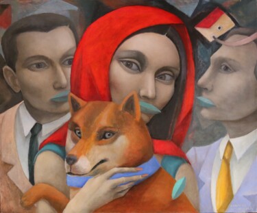 Canis Lupus II Malerei mit dem Titel "Canis Lupus II" von Hector Acevedo, Original-Kunstwerk, Öl Auf Keilrahmen aus Holz montiert