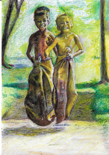 제목이 "Corrida de Sacos"인 그림 Cláudio Aragão로, 원작, 밀랍