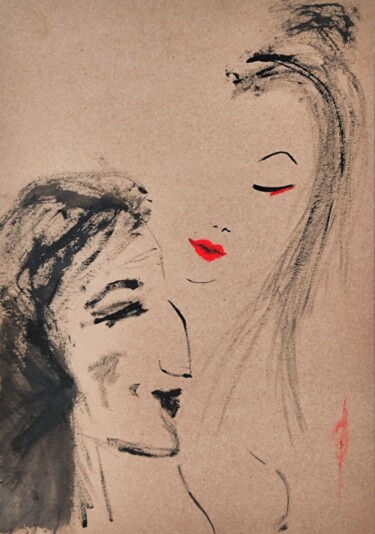 图画 标题为“Heureux dans le cho…” 由Olesya Nikolaeva, 原创艺术品, 墨
