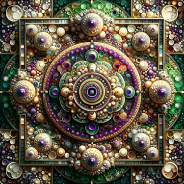 Jewels of the Mandala: An Opulent Orbit of Color and Texture 数字艺术 标题为“Jewels of the Manda…” 由Alberto Capitani, 原创艺术品, AI生成的图像