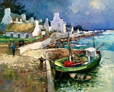 Peinture intitulée "LA BRETAGNE PETIT P…" par Robert Ricart, Œuvre d'art originale, Huile Monté sur Châssis en bois