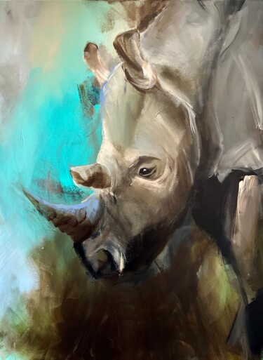 绘画 标题为“Das Nashorn” 由Tamara Andjus, 原创艺术品, 丙烯