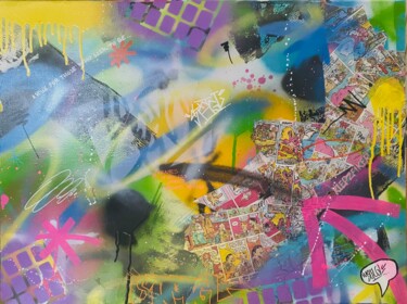Schilderij getiteld "“Klepzeiker” by STP…" door Stptgl, Origineel Kunstwerk, Graffiti Gemonteerd op Frame voor houten branca…