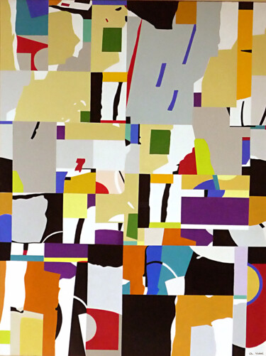 Painting titled "Cloisonnement" by Christian Vidal, Original Artwork, Acrylic Mounted on Wood Stretcher frame