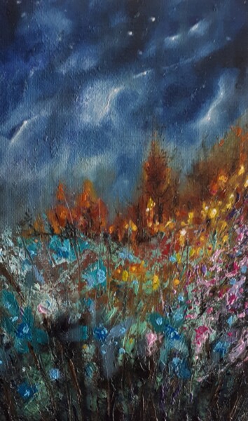 Peinture intitulée "Proxima Centauri b" par Frédéric Letrun, Œuvre d'art originale, Huile Monté sur Panneau de bois