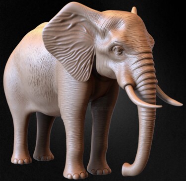 Digital Arts titled "Elephant Basemesh 3…" by Yacine Brinis, Original Artwork, 3D Modeling