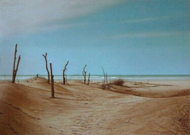 Peinture intitulée "Mais il y a la mer.…" par Christian Vidal, Œuvre d'art originale, Acrylique Monté sur Panneau de bois