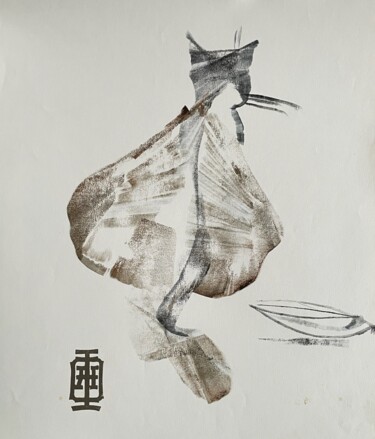 Peinture intitulée "Котик сзади" par Andreas Fusti, Œuvre d'art originale, Aquarelle