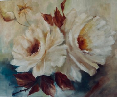 Pintura titulada "White Flowers" por Regina Maria De Oliveira, Obra de arte original, Oleo
