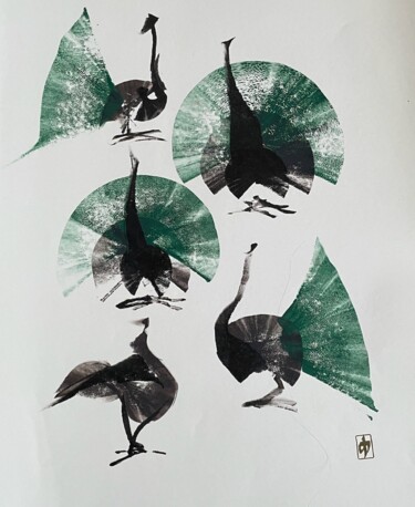 Peinture intitulée "Павлин" par Andreas Fusti, Œuvre d'art originale, Aquarelle