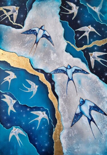 Painting titled "The way back home" by Nadezhda Opekunova (Lillas Art), Original Artwork, Oil