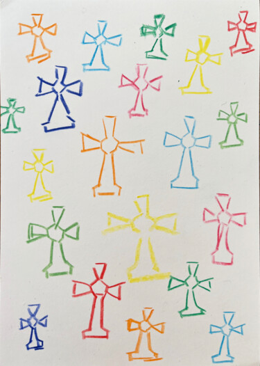 图画 标题为“Croix grecque color…” 由Patricia Lardé, 原创艺术品, 铅笔