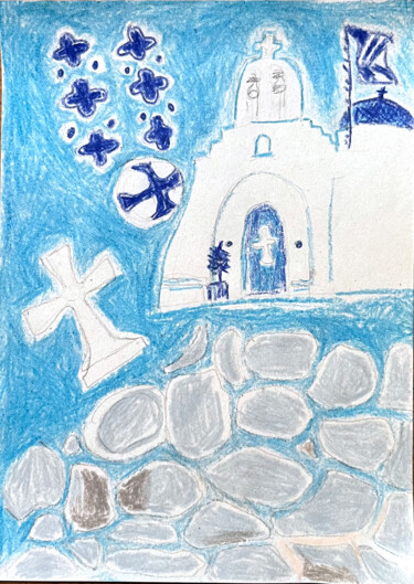 图画 标题为“Eglise orthodoxe gr…” 由Patricia Lardé, 原创艺术品, 铅笔