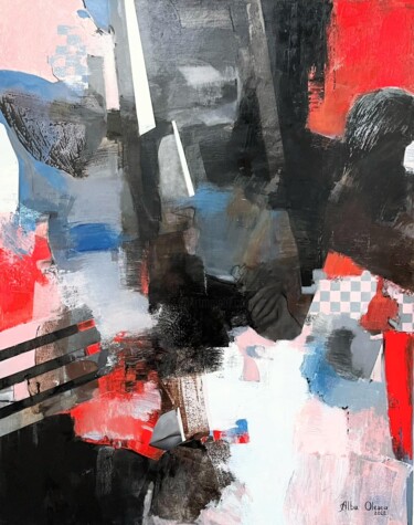 Painting titled ""Подсознание"" by Olesea Albu, Original Artwork, Oil Mounted on Wood Stretcher frame