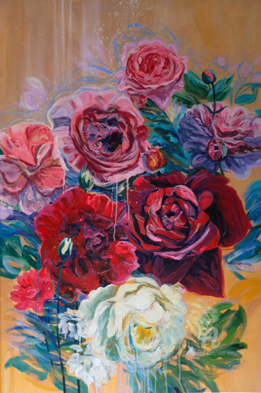 绘画 标题为“Charming red roses” 由Jana Magdova, 原创艺术品, 丙烯
