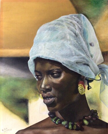 Peinture intitulée "Beauté noire" par Alain Peyrou, Œuvre d'art originale, Huile