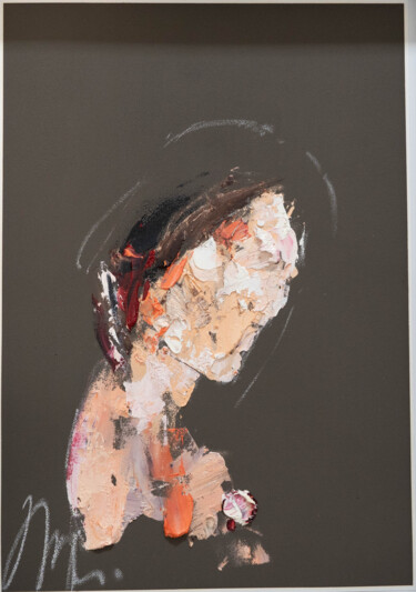 Title "mirror series UNTITLED Portrait (Large size)" 绘画 标题为“Title "mirror ser…” 由Tomoya Nakano, 原创艺术品, 油 安装在纸板上