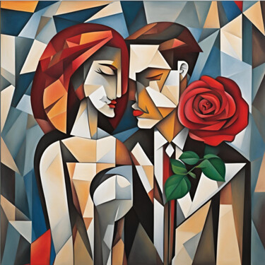 Arts numériques intitulée "amoureux cubes" par Caprice, Œuvre d'art originale, Image générée par l'IA