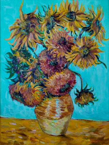 Les tournesols d'après Vincent Van Gogh Ζωγραφική με τίτλο "Les tournesols d'ap…" από Iryna Malynovska, Αυθεντικά έργα τέχνης, Λάδι Τοποθετήθηκε στο Ξύλινο φορείο σ…