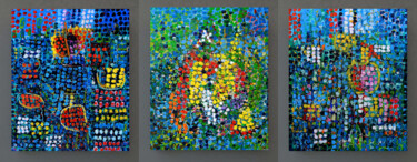 Painting titled "Etalages" by Jean Mirre, Original Artwork, Oil Mounted on Wood Stretcher frame