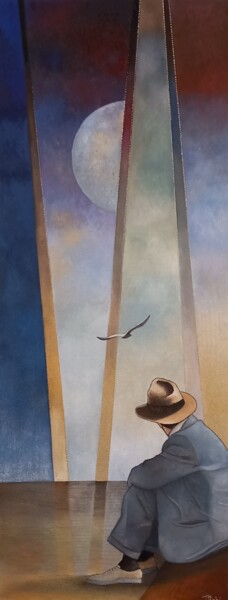 绘画 标题为“Contemplation” 由Thierry Robin, 原创艺术品, 水粉 安装在木质担架架上