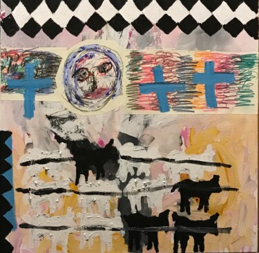 Peinture intitulée "A  la queue leu leu" par Johanne Proulx, Œuvre d'art originale, Acrylique Monté sur Châssis en bois