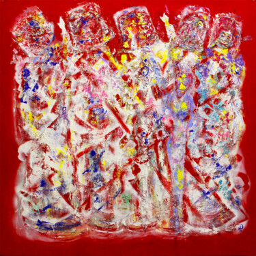 Painting titled "Red and white" by Master Phago, Original Artwork, Acrylic