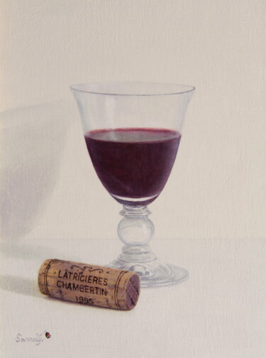 Peinture intitulée "Un verre de vin" par Reza Sarrafi, Œuvre d'art originale, Huile