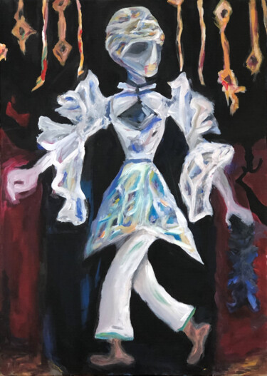 Painting titled "Puppets I" by Betül Çakır, Original Artwork, Acrylic Mounted on Other rigid panel