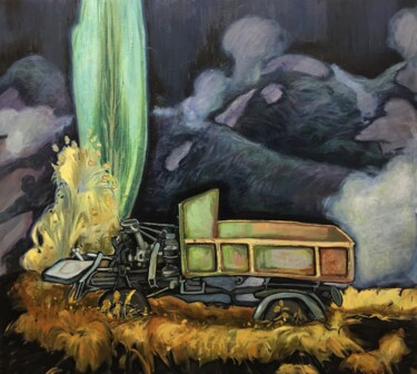 绘画 标题为“''Old car''.” 由Raffi Ghazaryan, 原创艺术品, 丙烯 安装在木质担架架上
