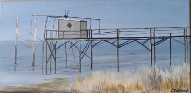 Painting titled "un carrelet sur la…" by Lise Buissart, Original Artwork, Acrylic