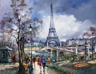 绘画 标题为“PARIS LA TOUR EIFFE…” 由Robert Ricart, 原创艺术品, 油