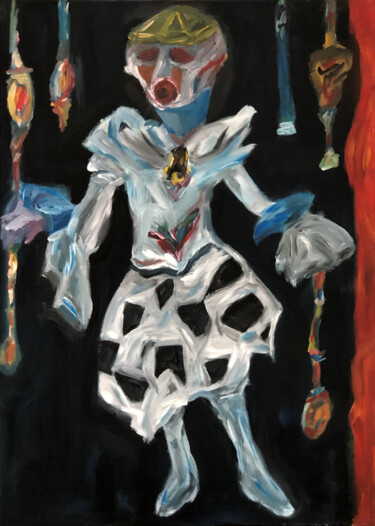 Painting titled "Puppets III" by Betül Çakır, Original Artwork, Acrylic Mounted on Other rigid panel