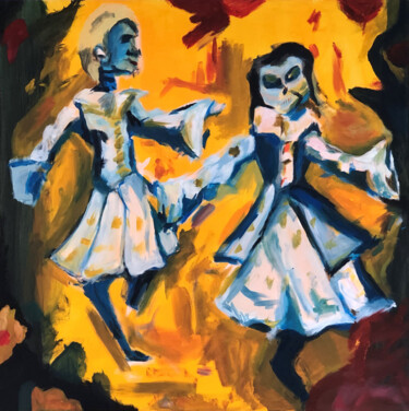 Painting titled "Puppets IV" by Betül Çakır, Original Artwork, Acrylic Mounted on Other rigid panel