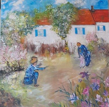 Les premiers pas Peinture intitulée "Les premiers pas" par Jean-Pierre Duquaire, Œuvre d'art originale, Acrylique Monté sur artwork_cat.