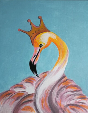 绘画 标题为“Queen of flamingos” 由Karolina Maria Hałajko, 原创艺术品, 丙烯