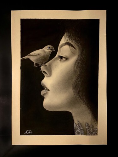 Schilderij getiteld "Untitled #4" door Ruqaya Alzaidy, Origineel Kunstwerk, Houtskool