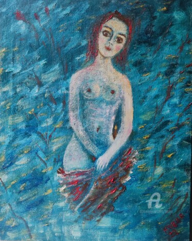 Femme nue. Rose sauvage. 绘画 标题为“Femme nue. Rose sau…” 由Kozar, 原创艺术品, 油 安装在木质担架架上